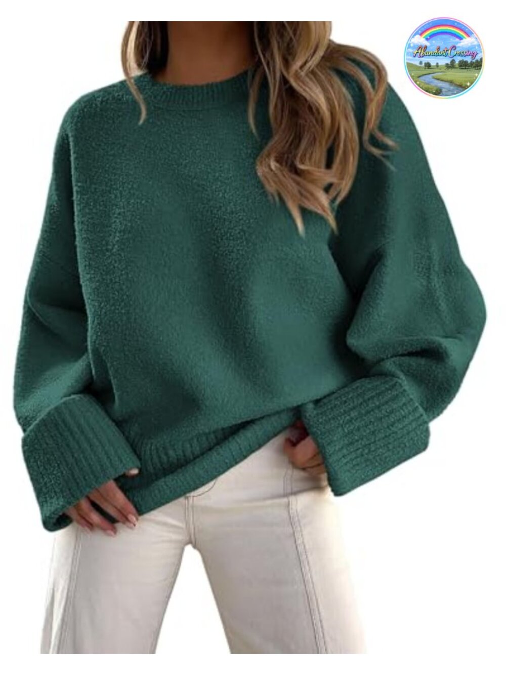 Oversized Fuzzy Pullover Sweater Crewneck Long Sleeve Cozy